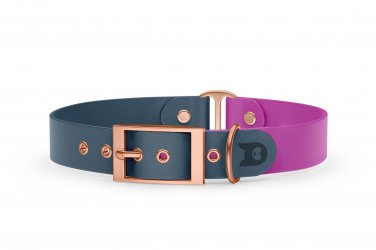 Dog Collar Duo: Petrol & Light purple with Rosegold