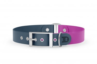 Dog Collar Duo: Petrol & Light purple with Silver