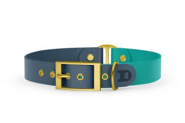 Dog Collar Duo: Petrol & Pastel green with Gold