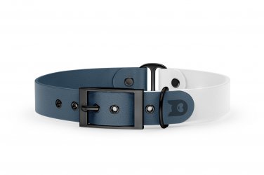 Dog Collar Duo: Petrol & White with Black