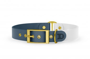 Dog Collar Duo: Petrol & White with Gold