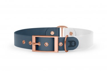 Dog Collar Duo: Petrol & White with Rosegold