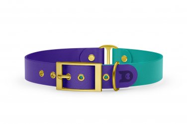 Dog Collar Duo: Purple & Pastel green with Gold