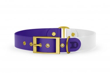 Dog Collar Duo: Purple & White with Gold