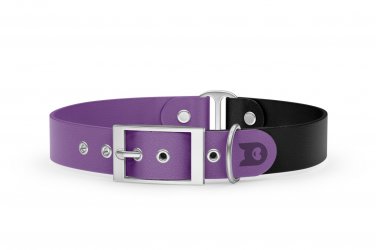 Dog Collar Duo: Purpur & Black with Silver