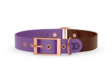 Dog Collar Duo: Purpur & Dark brown with Rosegold