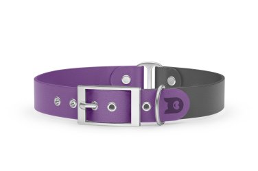 Dog Collar Duo: Purpur & Gray with Silver