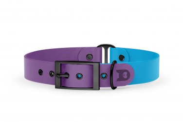 Dog Collar Duo: Purpur & Light blue with Black