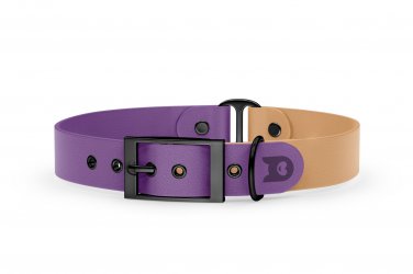 Dog Collar Duo: Purpur & Light brown with Black