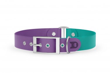 Dog Collar Duo: Purpur & Pastel green with Silver