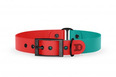 Dog Collar Duo: Red & Pastel green with Black