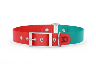 Dog Collar Duo: Red & Pastel green with Silver