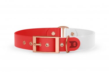 Dog Collar Duo: Red & White with Rosegold