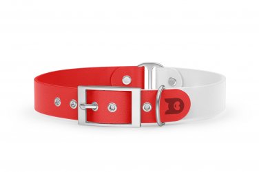 Dog Collar Duo: Red & White with Silver