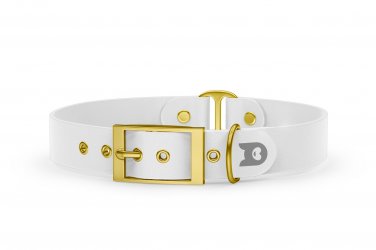 Dog Collar Duo: White & White with Gold