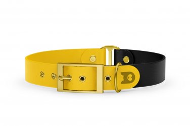 Dog Collar Duo: Yellow & Black with Gold