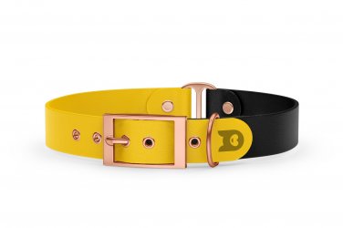 Dog Collar Duo: Yellow & Black with Rosegold