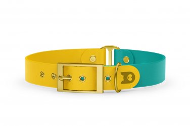 Dog Collar Duo: Yellow & Pastel green with Gold