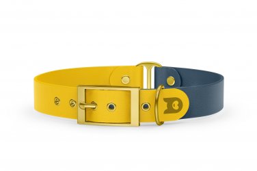 Dog Collar Duo: Yellow & Petrol with Gold