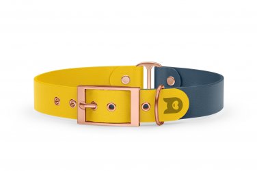 Dog Collar Duo: Yellow & Petrol with Rosegold