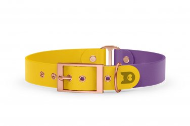 Dog Collar Duo: Yellow & Purpur with Rosegold