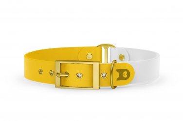 Dog Collar Duo: Yellow & White with Gold