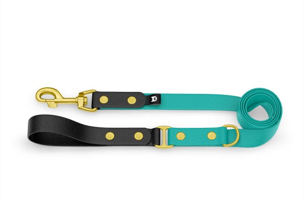 Dog Leash Duo: Black & Pastel green with Gold components