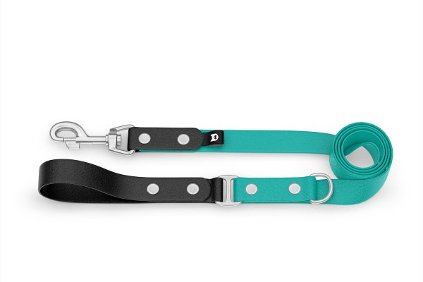 Dog Leash Duo: Black & Pastel green with Silver components