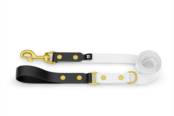 Dog Leash Duo: Black & White with Gold components