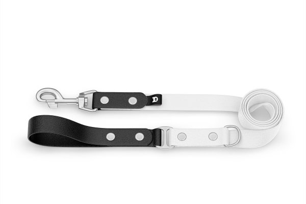 Dog Leash Duo: Black & White with Silver components