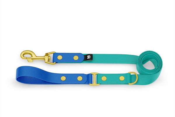 Dog Leash Duo: Blue & Pastel green with Gold components