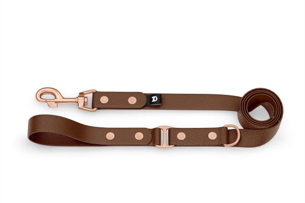 Dog Leash Duo: Dark brown & Dark brown with Rosegold components