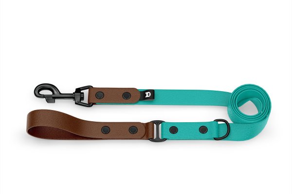 Dog Leash Duo: Dark brown & Pastel green with Black components