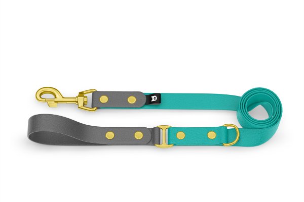 Dog Leash Duo: Gray & Pastel green with Gold components