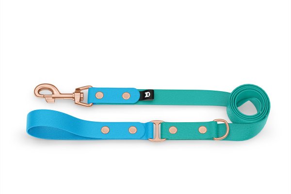 Dog Leash Duo: Light blue & Pastel green with Rosegold components