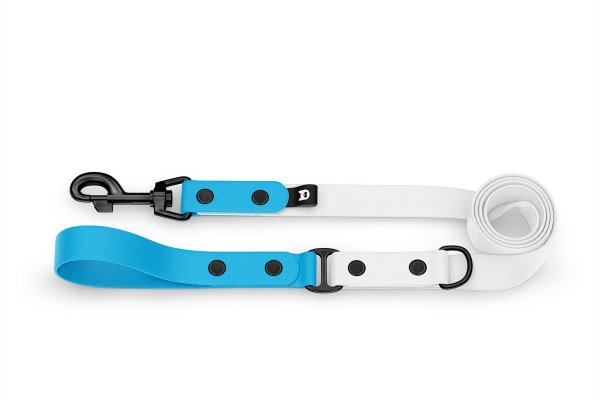 Dog Leash Duo: Light blue & White with Black components