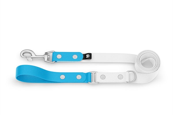 Dog Leash Duo: Light blue & White with Silver components