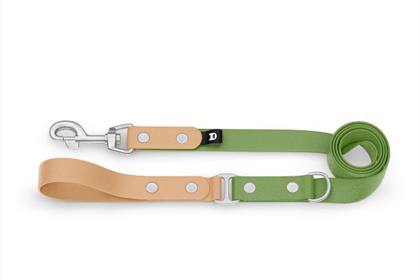 Dog Leash Duo: Light brown & Olive with Silver components