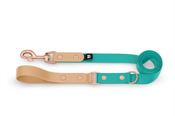 Dog Leash Duo: Light brown & Pastel green with Rosegold components