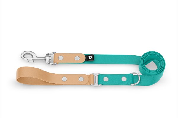 Dog Leash Duo: Light brown & Pastel green with Silver components