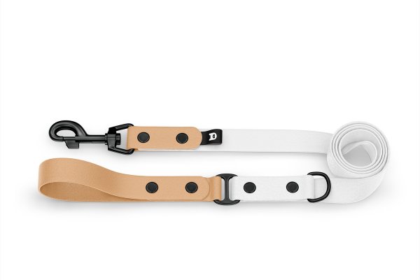 Dog Leash Duo: Light brown & White with Black components