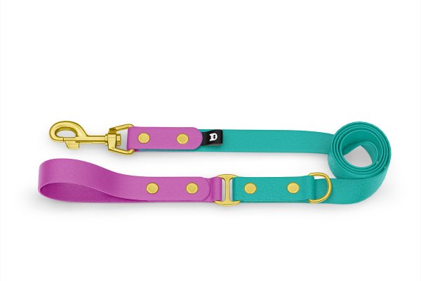 Dog Leash Duo: Light purple & Pastel green with Gold components