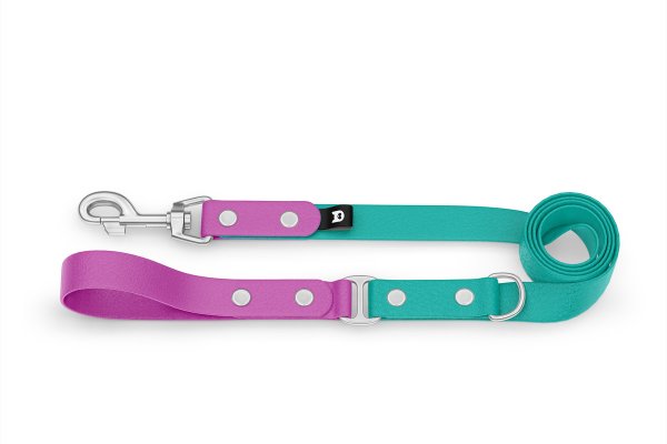 Dog Leash Duo: Light purple & Pastel green with Silver components