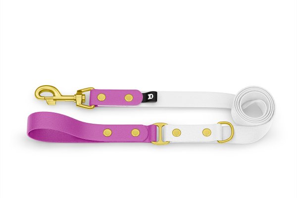 Dog Leash Duo: Light purple & White with Gold components