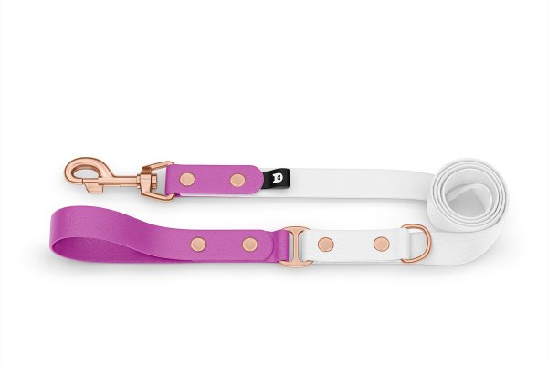 Dog Leash Duo: Light purple & White with Rosegold components