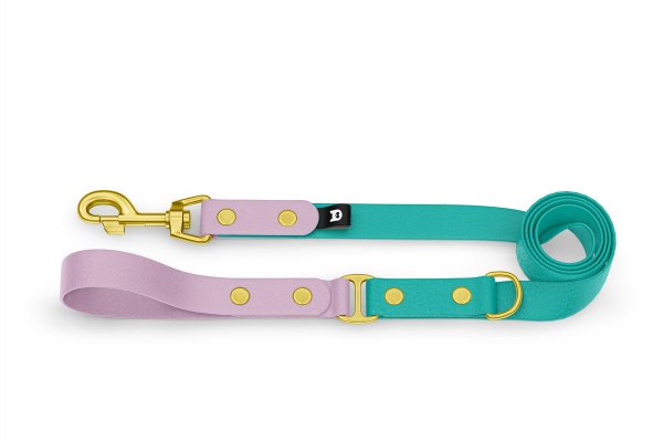 Dog Leash Duo: Lilac & Pastel green with Gold components