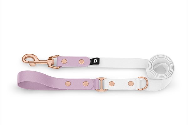 Dog Leash Duo: Lilac & White with Rosegold components