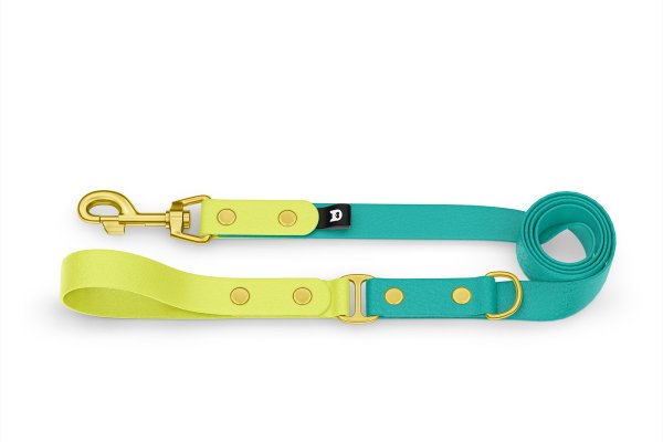 Dog Leash Duo: Neon yellow & Pastel green with Gold components