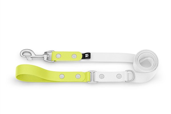 Dog Leash Duo: Neon yellow & White with Silver components