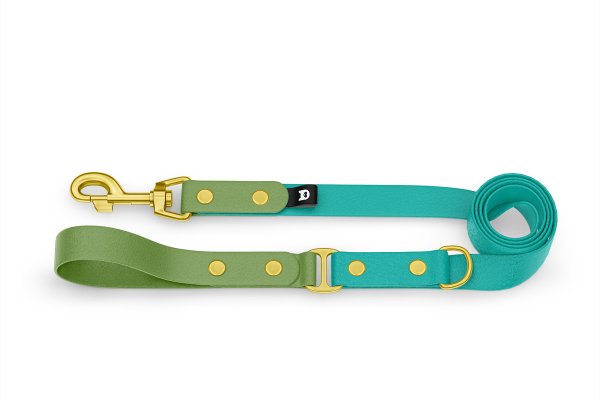 Dog Leash Duo: Olive & Pastel green with Gold components